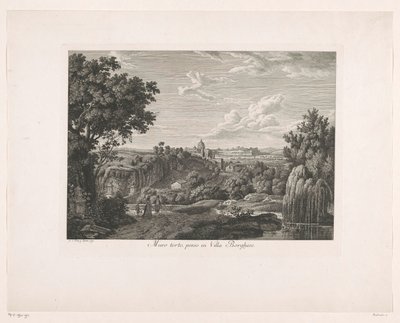 Muro cubierto en Villa Borghese Muro torto, preso en Villa Borghese (título sobre objeto) Malayo Radirte Prospekte aus Italien (título de la serie) de Albert Christoph Dies