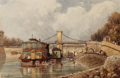 Un Bateau-Lavoir cerca del viejo Pont des Invalides de Albert Cutbert
