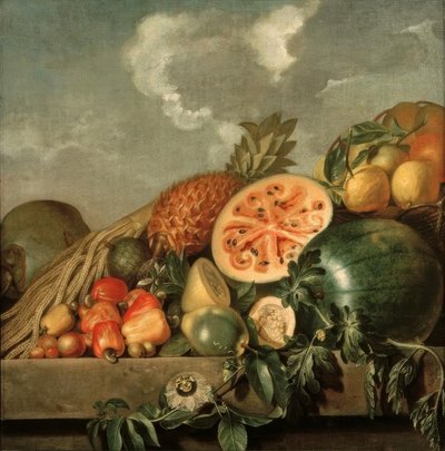 Naturaleza muerta con piña, melón y otras frutas tropicales de Albert Eckhout