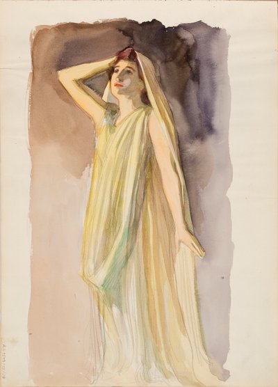 Aino Ackté como Alcestis, boceto de cuerpo entero de Albert Edelfelt