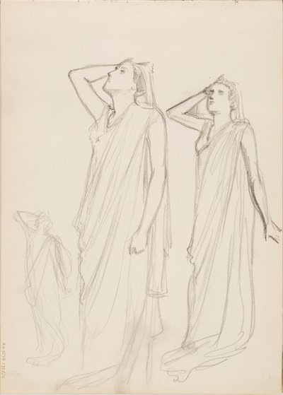 Aino Ackté como Alcestis, tres bocetos de Albert Edelfelt