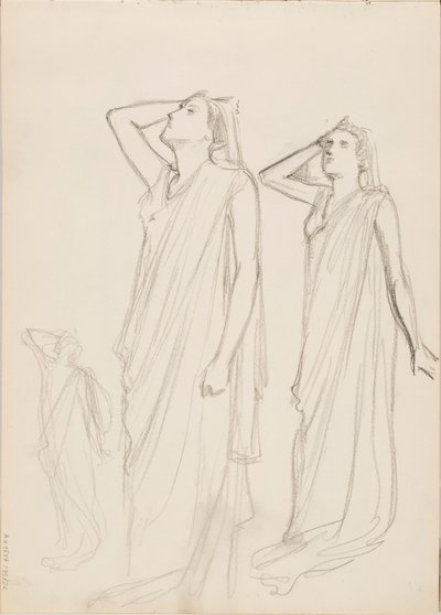 Aino Ackté como Alcestis, tres bocetos de Albert Edelfelt