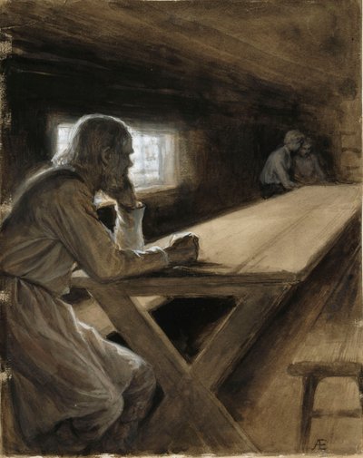 Interior de la cabaña, del poema «El hermano de la nube» de Albert Edelfelt
