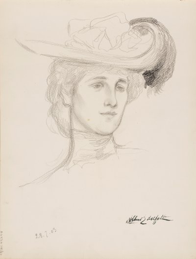 Mujer con sombrero (¿Mme Flore Deschamps) de Albert Edelfelt
