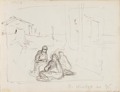 Esbozos de personajes en el paisaje de Albert Edelfelt
