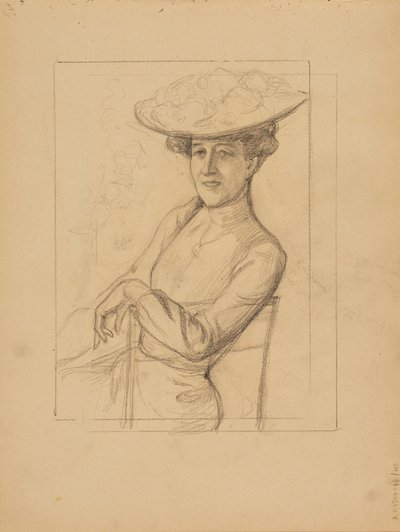 Mujer sentada con sombrero de Albert Edelfelt