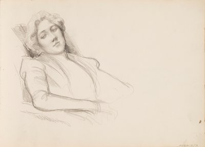 Mujer sentada, película de medio cuerpo de Albert Edelfelt