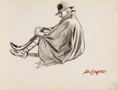 Hombre sentado con capa de Albert Edelfelt