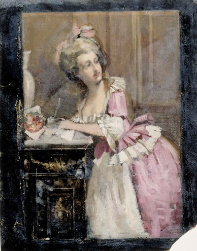 «Dama escribiendo», Estudio II para la «Dama rococó» de Albert Edelfelt