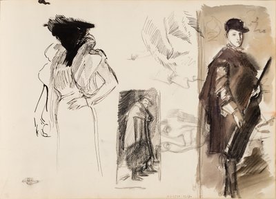 Bocetos, Menipo y el cardenal-infante Fernando de Austria, vestido de caza según Diego Velázquez y un boceto para Retrato de la cantante de ópera Aino Ackté. de Albert Edelfelt