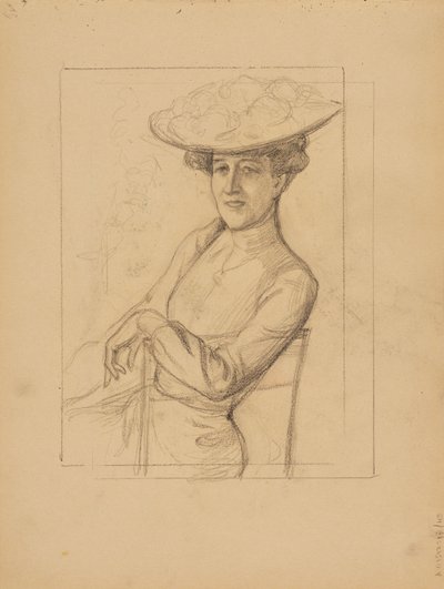 Mujer sentada con sombrero de Albert Edelfelt