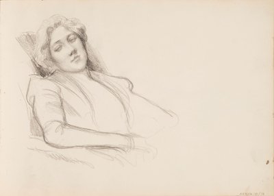 Mujer sentada, película de medio cuerpo de Albert Edelfelt