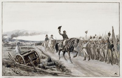 Von Döbeln saludando a sus tropas, del poema número quince de Stolt (dibujo original para «Las aventuras del alférez Stål») de Albert Edelfelt
