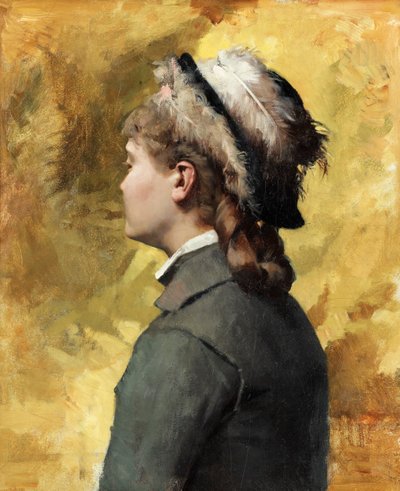 Mujer joven vestida de gris de Albert Gustaf Aristides Edelfelt