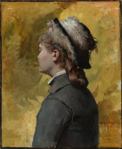 Mujer joven vestida de gris de Albert Edelfelt