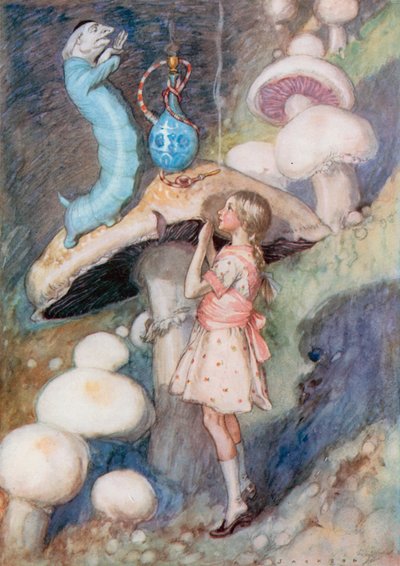 Ilustración para Alicia en el País de las Maravillas (litografía en color) de Albert Edward Jackson
