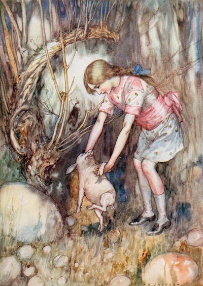 Ilustración para Alicia en el País de las Maravillas (litografía en color) de Albert Edward Jackson