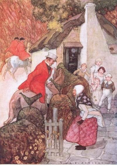 Cuando vio a Sir John le hizo una reverencia muy baja, de The Water Babies pub.by Humphrey Milford Oxford University Press, c.1930 (litografía en color) de Albert Edward Jackson