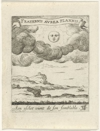paisaje con luna Emblemas de amor moralizantes (título de la serie) Devises et emblèmes d