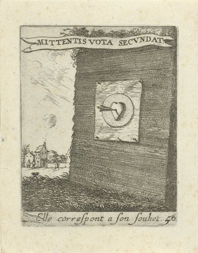 Flecha en el centro de un corazón Emblemas de amor moralizantes (título de la serie) Devises et emblesmes d