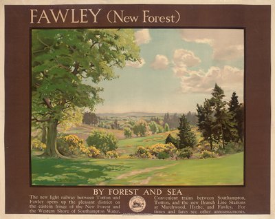 Fawley (New Forest), Póster Publicitario de Southern Railway de Albert George Petherbridge