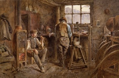 A Jet Workshop, Whitby (acuarela sobre papel) de Albert George Stevens