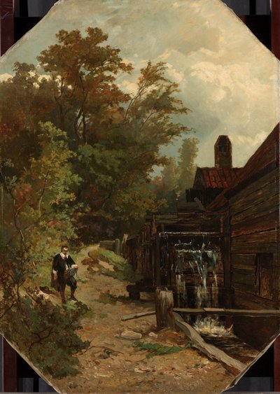 Jacob van Ruisdael dibujando un molino de agua de Albert Gerard Bilders