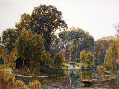 Árboles de álamo en otoño de Albert Goodwin