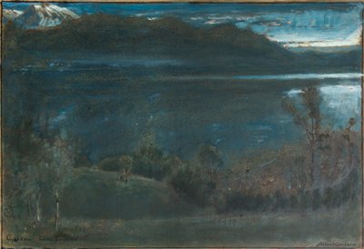 Gossau, Lago de los Cuatro Cantones (óleo y acuarela con tinta y tinta corporal sobre papel sobre tabla) de Albert Goodwin