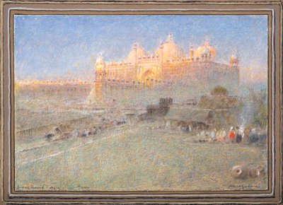 Jumna Musjid, Agra, Amanecer (acuarela con tinta corporal y tinta) de Albert Goodwin
