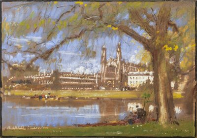 Kings College, Cambridge (acuarela y acuarela con lápiz sobre papel tintado) de Albert Goodwin