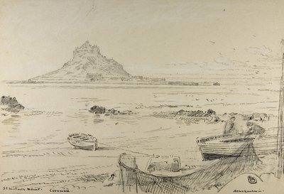 Monte de San Miguel, Cornualles, c.1870-80 de Albert Goodwin