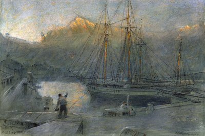 El puerto de Sóller, Mallorca de Albert Goodwin