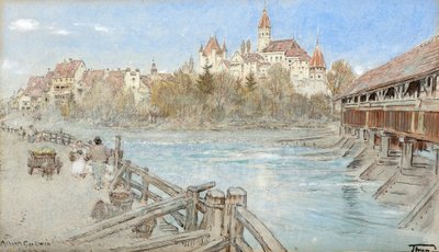 Thun (acuarela con tinta y tinta corporal sobre papel tintado) de Albert Goodwin