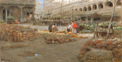 Venecia (acuarela y acuarela sobre papel tintado) de Albert Goodwin