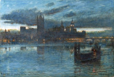 Westminster desde el puente de Lambeth de Albert Goodwin