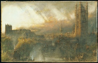 Westminster desde una azotea, 1915 de Albert Goodwin