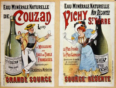 Publicidad para el agua mineral Couzan y Vichy, c.1900 (litografía en color) de Albert Guillaume