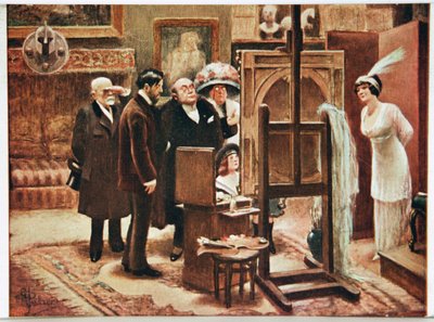 Arte. Bellas Artes. Pintor mostrando su creación. Postal de Alfred Guillaume, Francia, c.1920 (postal) de Albert Guillaume
