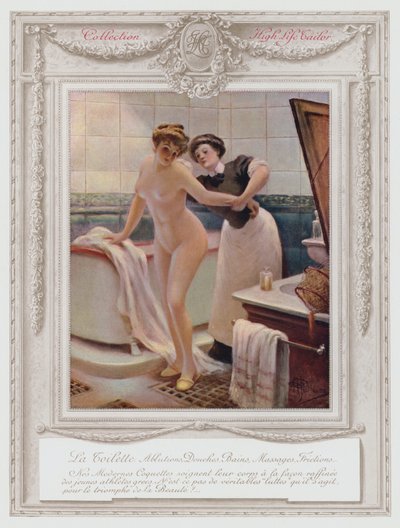 Belle Époque París, dama de moda tomando su baño de Albert Guillaume