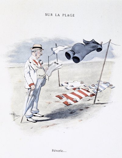 Caricatura sobre el ocio en la playa en Etoile de mer por Guillaume 1900 de Albert Guillaume