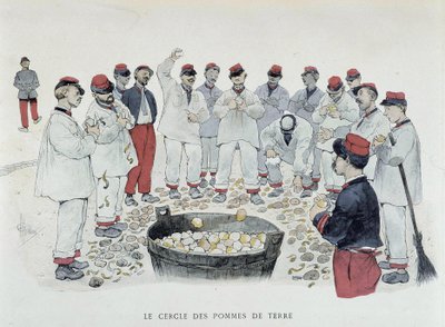 Le cercle des pommes de terre (chore de pluche) - en “Mes campagnes”, dibujo de Guillaume, París, Ed. Simonis Empis de Albert Guillaume