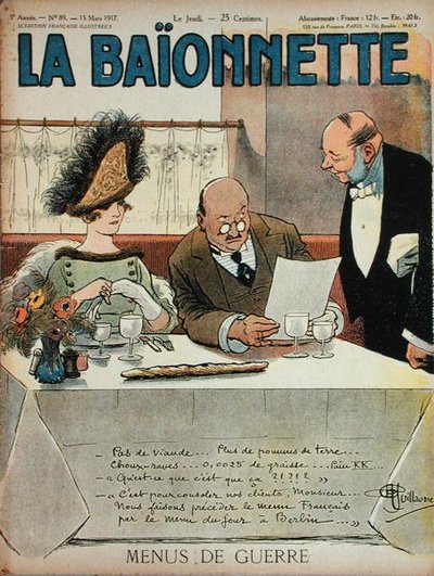 Menus de Guerre, de La Baionnette, 15 de marzo de 1917 de Albert Guillaume