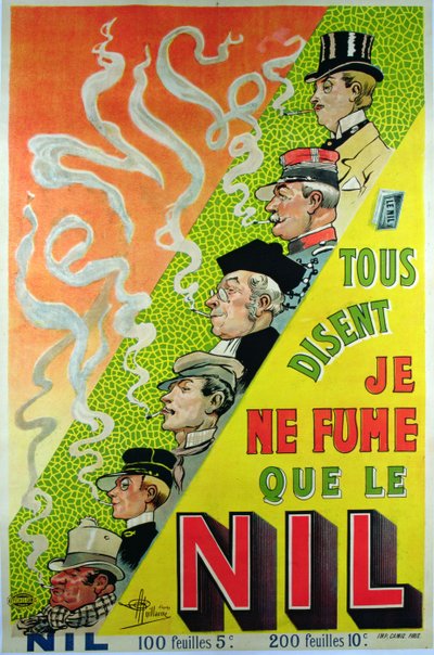 Póster publicitario de la marca de cigarrillos, Le Nil de Albert Guillaume