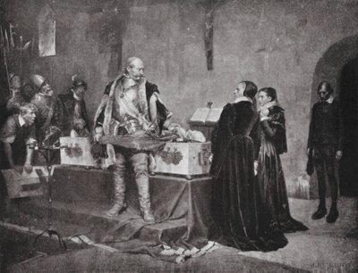 El duque Carlos insultando al cadáver de su enemigo Fleming (litografía) de Albert Gustaf Aristides (after) Edelfelt