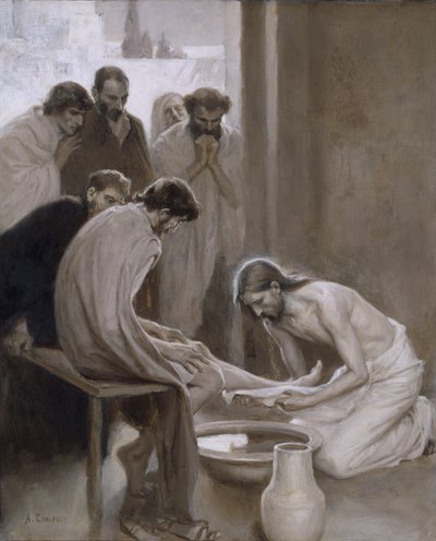 Jesús Lavando los Pies de sus Discípulos, 1898 de Albert Gustaf Aristides Edelfelt