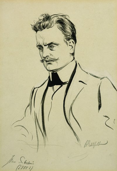 Retrato del compositor Jean Sibelius, pequeño medio cuerpo de Albert Gustaf Aristides Edelfelt
