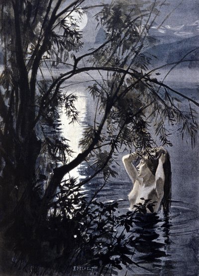 Representación de una ondina, ninfa acuática de la mitología germánica (Ilustración de Albert Edelfelt) de Albert Gustaf Aristides Edelfelt