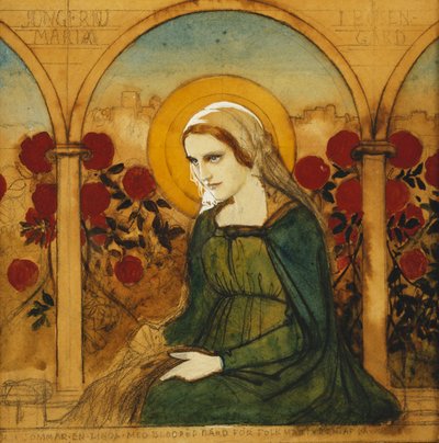 La Virgen María en el jardín de rosas; Jungfru Maria i Rosengard de Albert Gustaf Aristides Edelfelt