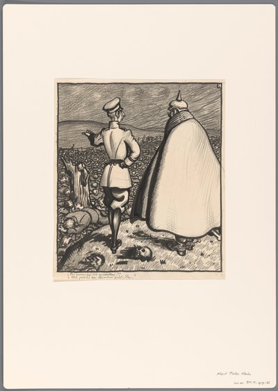 Diseño para una caricatura política sobre la Primera Guerra Mundial de Albert Hahn (I)